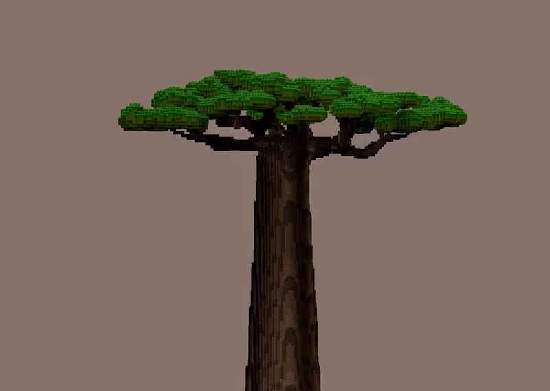 The Great Baobab — giant stylised baobab tree rendered in voxels